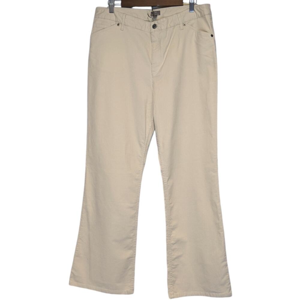 J Jill Tried & True At Waist Cream Corduroy Bootcut Pants Stretch Size 16